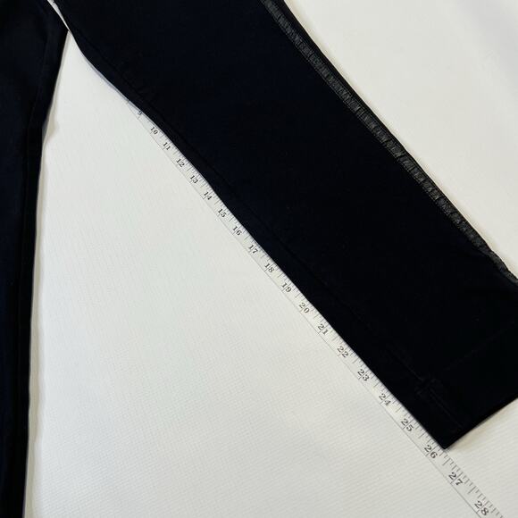 St John Pants Womens Small Black Skinny Leg Pull On Dress Career Leather Trim - Picture 4 of 11